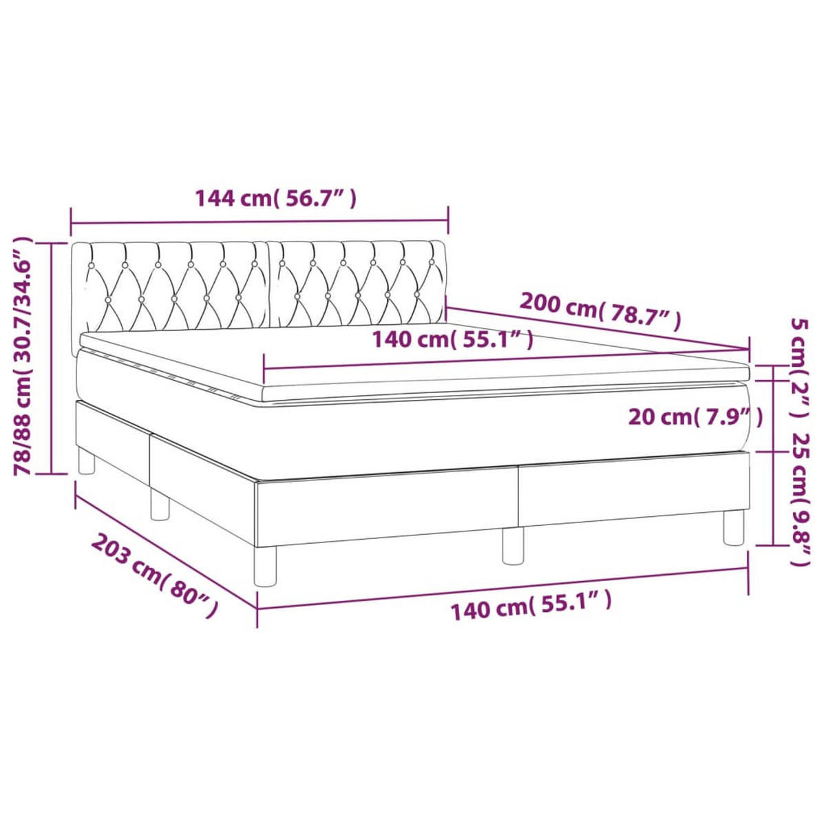 BOXSPRINGBETT MIT MATRATZE HELLGRAU 140X200 CM SAMT - Hellgrau, Holz/Textil (140/200cm) - vidaXL