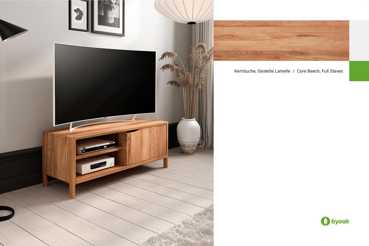TV-SCHRANK PAUL Kernbuche - Kernbuche, Holz (111/48/50cm) - byoak