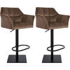 BARHOCKER 2er Set Samt Braun - Schwarz/Braun, Textil/Metall (64/88/45cm) - CLP