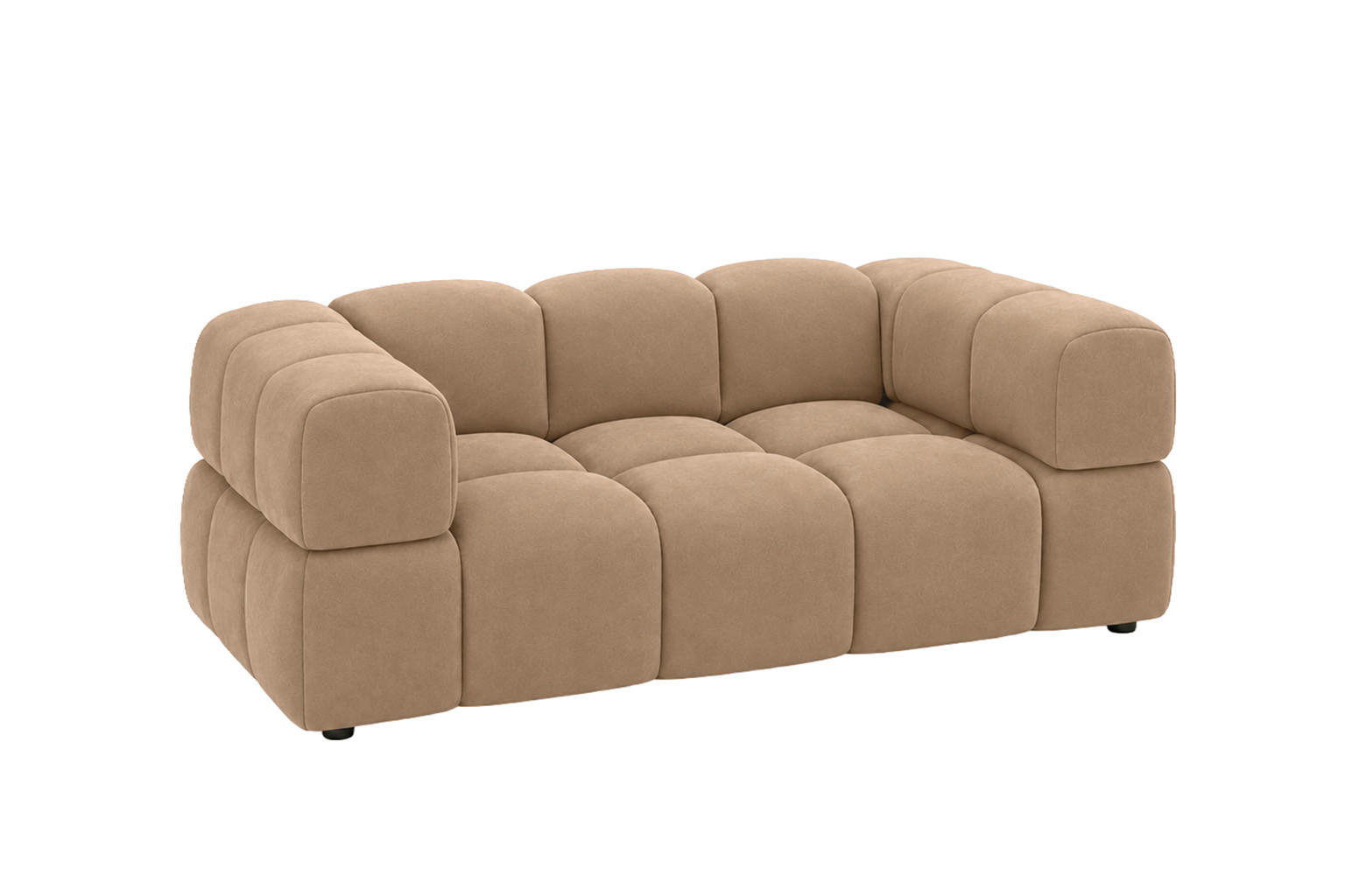 SOFA 2-Sitzer, Couch, Veloursstoff Bluvel, Latte, Averro - Cappuccino, Holz (200/70/96cm) - Kaiser Möbel
