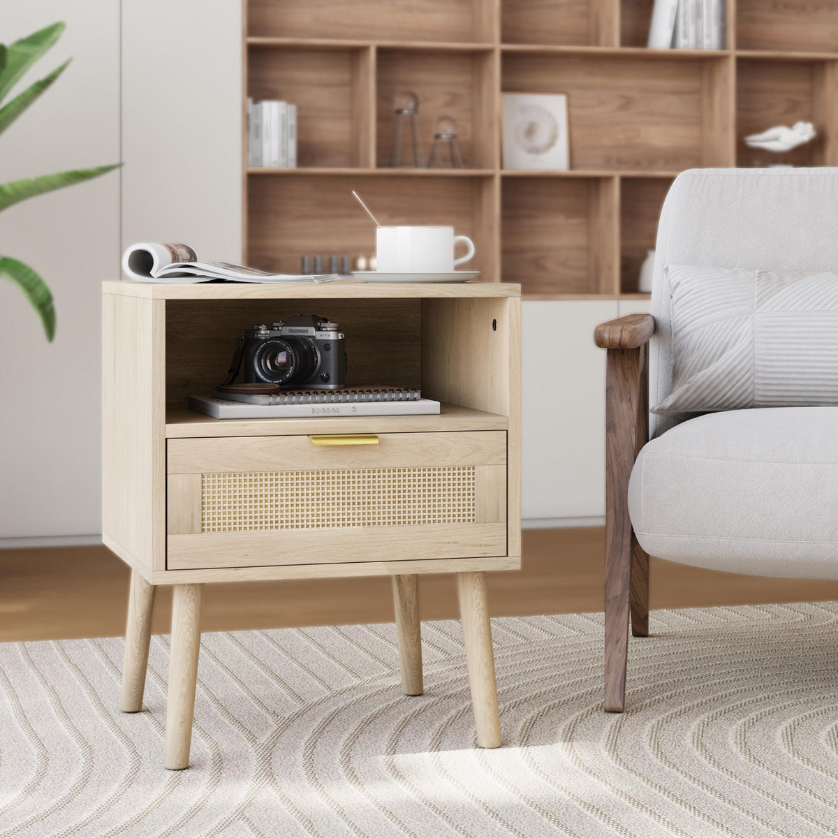 NACHTTISCH 45/40/55 cm eiche aus MDF und Spanplatte mit Schublade - Braun, Holzwerkstoff (40/55/45cm) - OKWISH