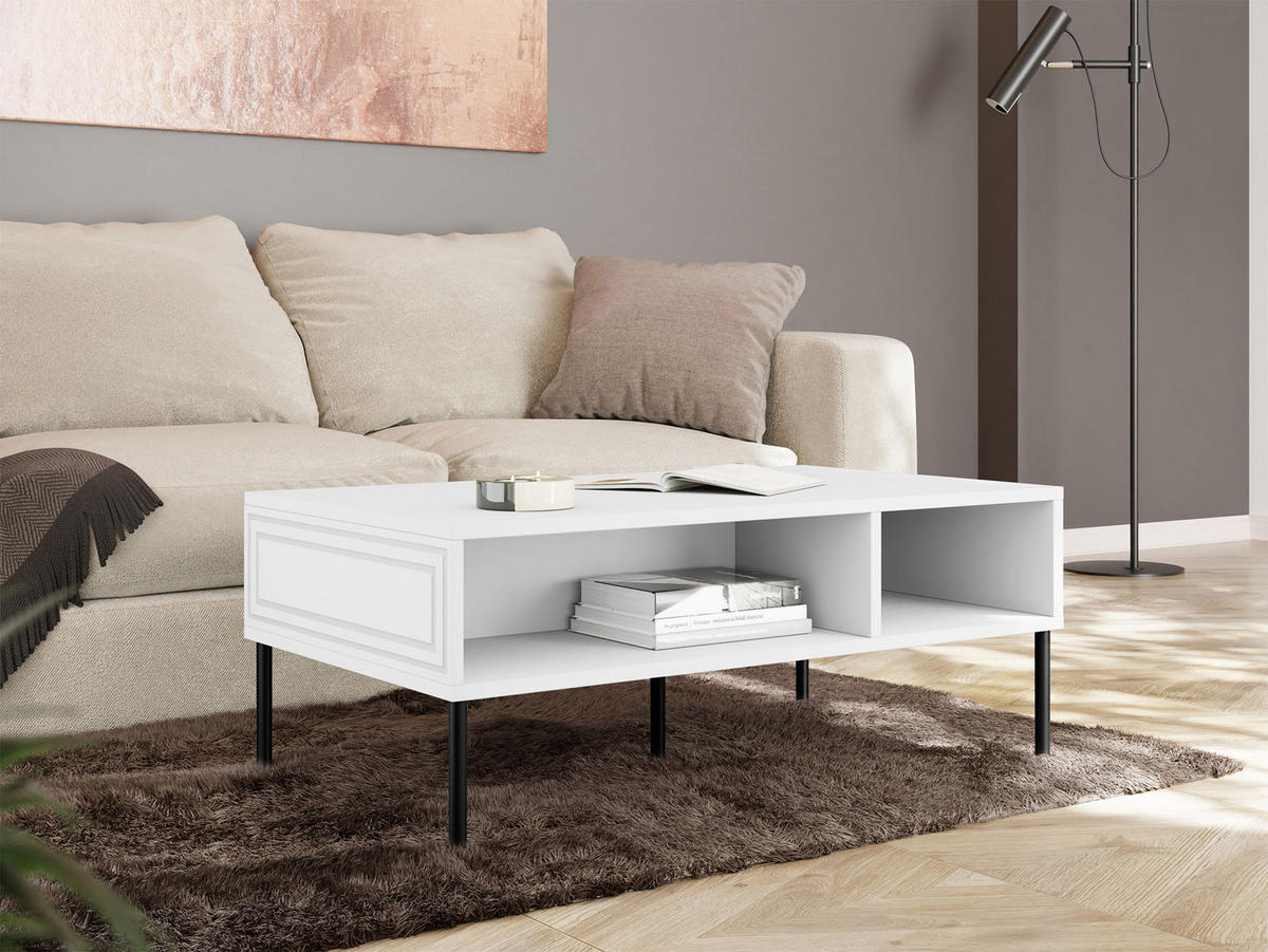 COUCHTISCH Palazzo Bis - Schwarz/Weiß, Holzwerkstoff/Metall (60/110/40cm) - MIRJAN24