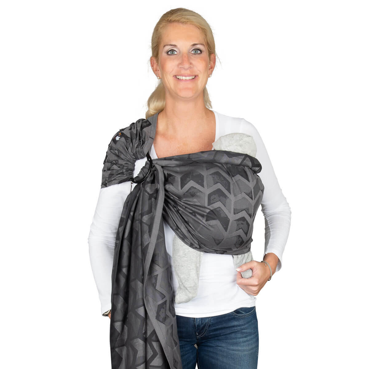 BABYTRAGETUCH Ring-Sling kbA - Dunkelgrau/Anthrazit, Textil (70/0.1/200cm) - Hoppediz