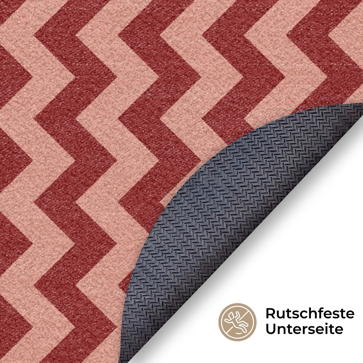 ROHOŽKA Klikatá - Pruhy - Vzor - Červená 90x90 cm - bordeaux, textil/umělá hmota (90/0.4cm) - MuchoWow