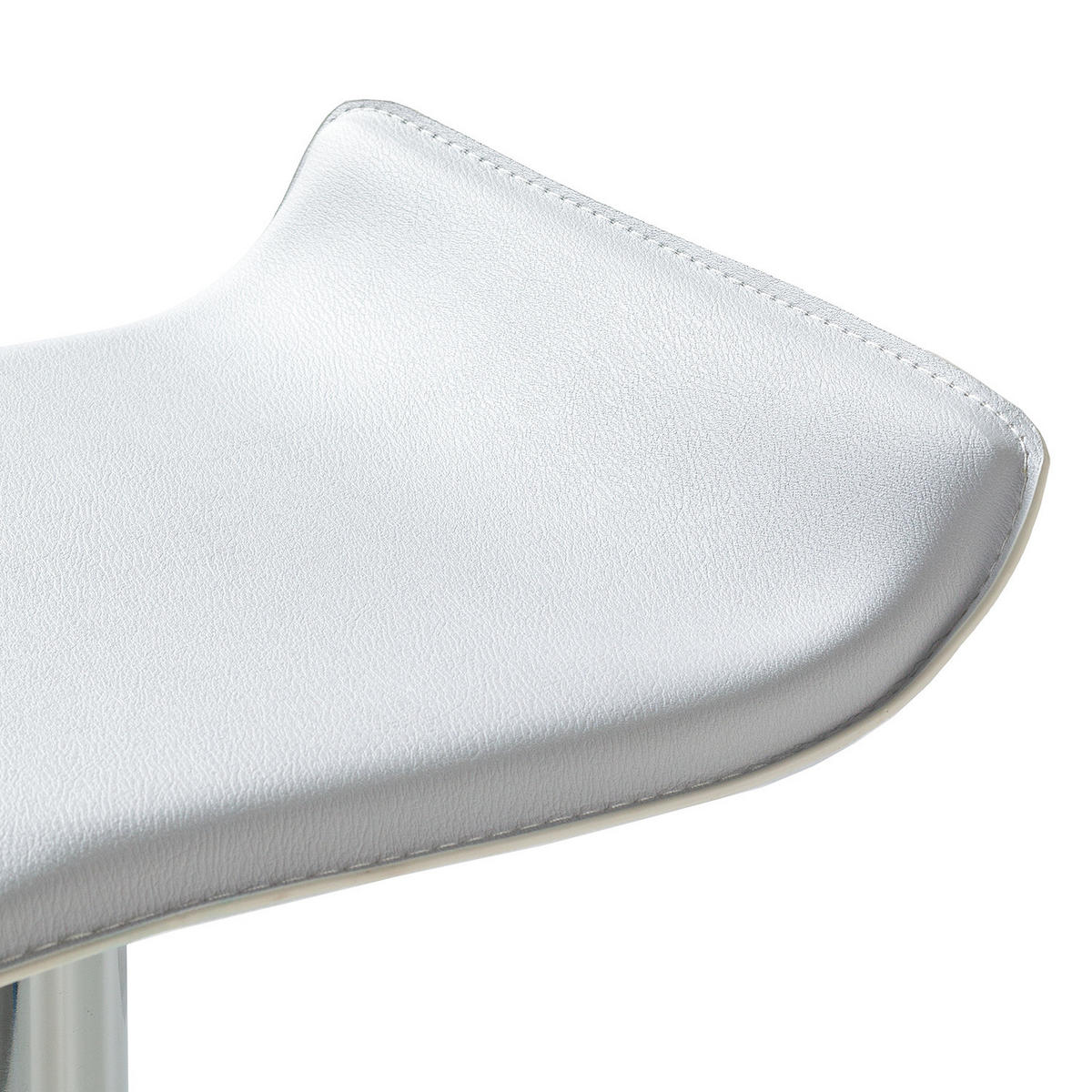 BARHOCKER - 2er-Set - Metall / Kunstleder - Chromfarben/Weiß, Kunststoff/Metall (38/63/39cm) - home24