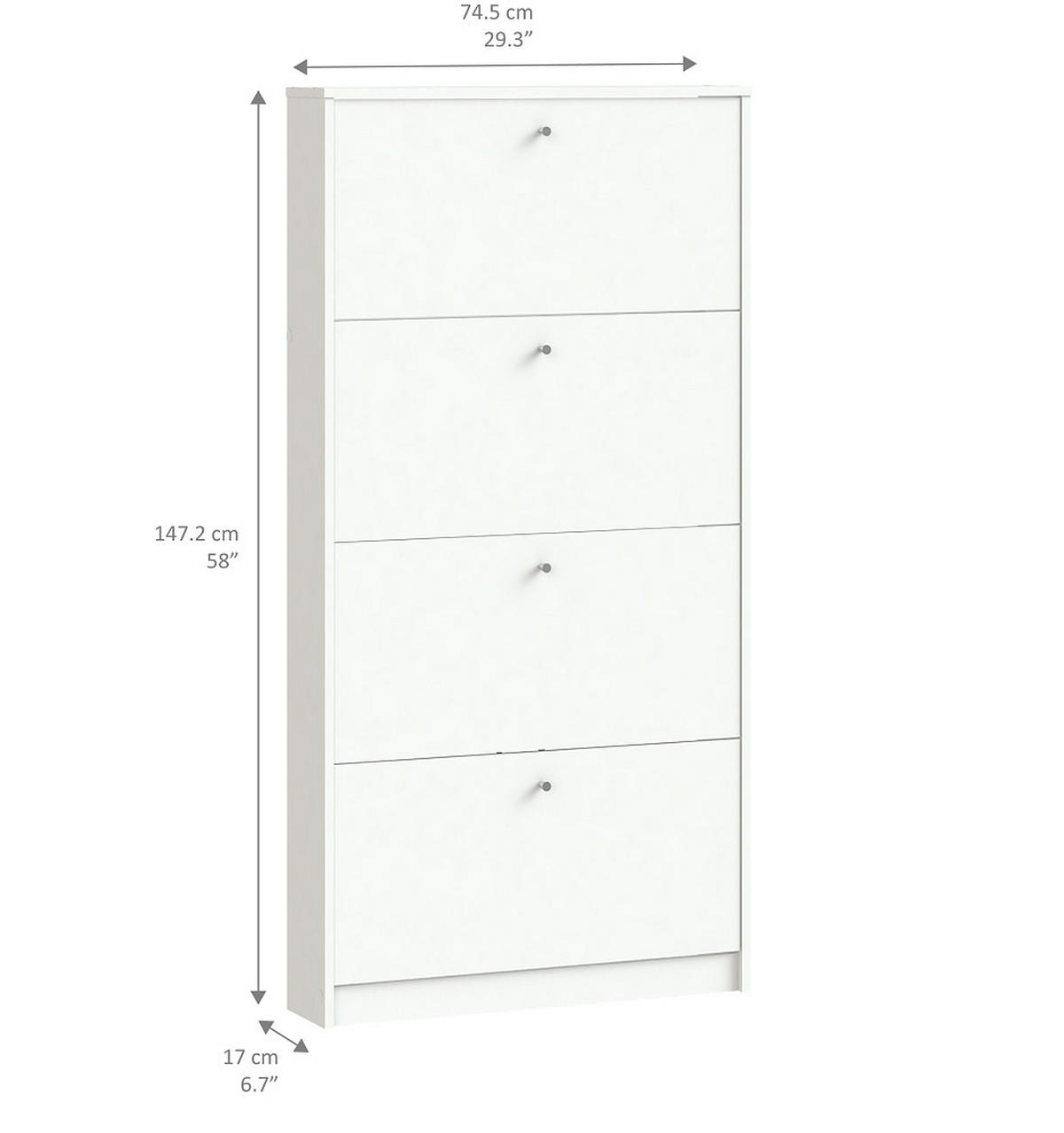 SKOSKÅP Escape 75 x 17 x 148 cm – vit - Vit, Träbaserade material (75/148/17cm) - ebuy24