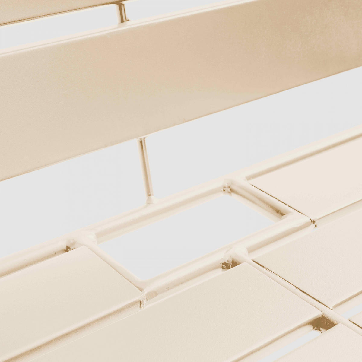 GARTENBANK, Elfenbeinfarbe - Creme, Metall (70/76/130cm) - Oviala