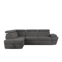 SCHLAFECKSOFA RATLO links 4/5-Sitzer mit Bettkasten, grau - Dunkelgrau/Silberfarben, Textil (270/190cm) - KONSIMO®