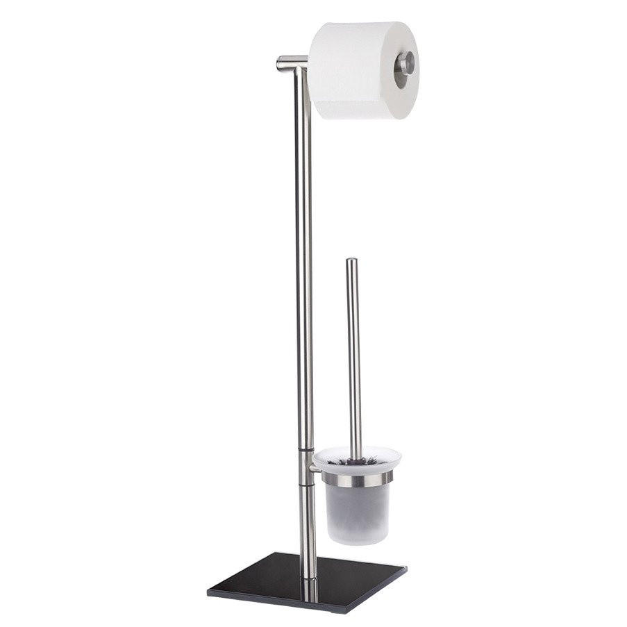 TOILETTENPAPIERSTÄNDER und Toilettenbürste Lima 20/24/70 cm - Silberfarben, Metall (24/70/20cm) - Wenko