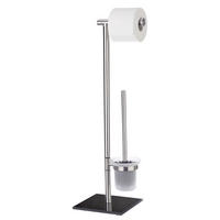 TOILETTENPAPIERSTÄNDER und Toilettenbürste Lima 20/24/70 cm - Silberfarben, Metall (24/70/20cm) - Wenko