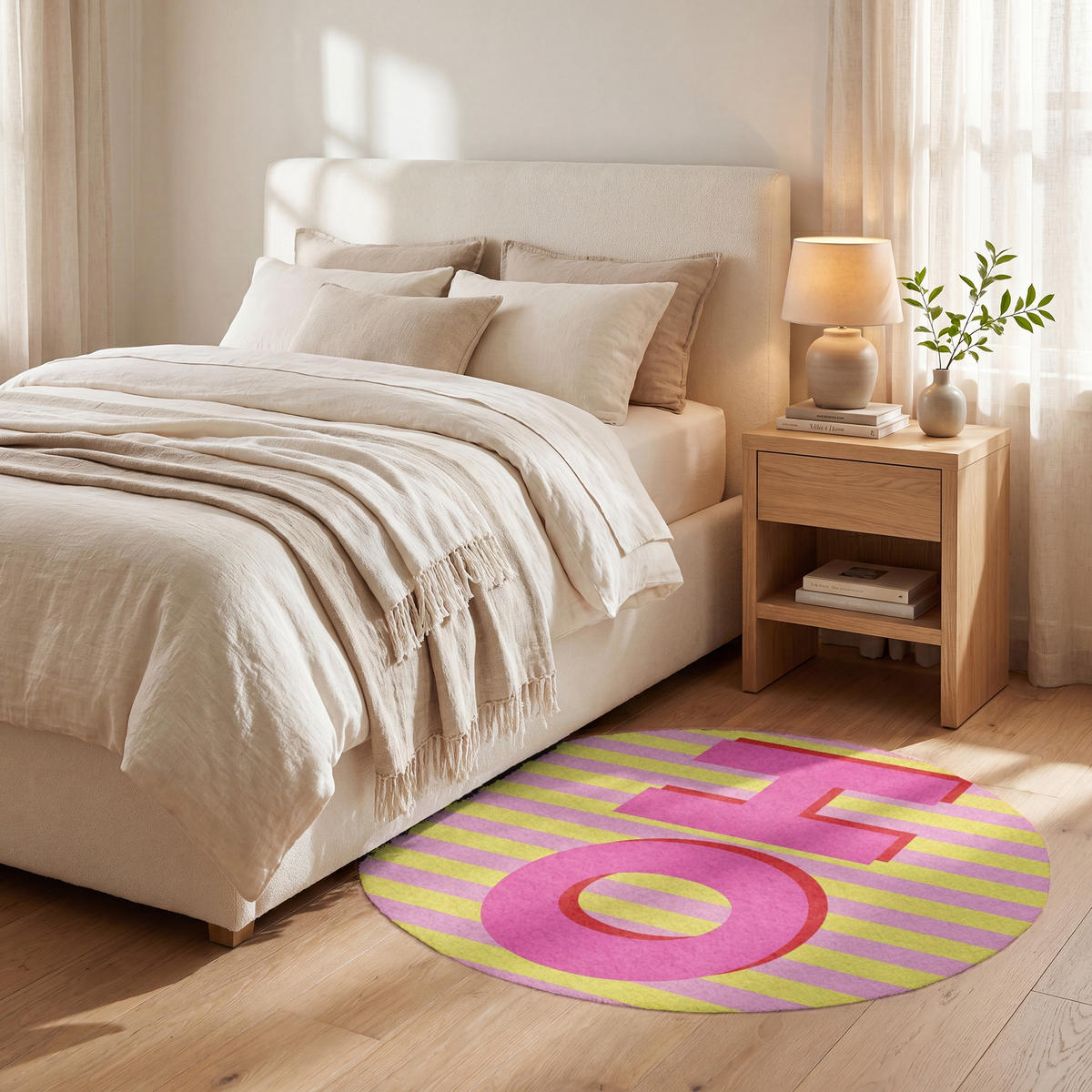 TEPPICH - Text - Streifen - Rosa - 90x90 cm - Pink, Kunststoff/Textil (90/0.4cm) - OnlyWow