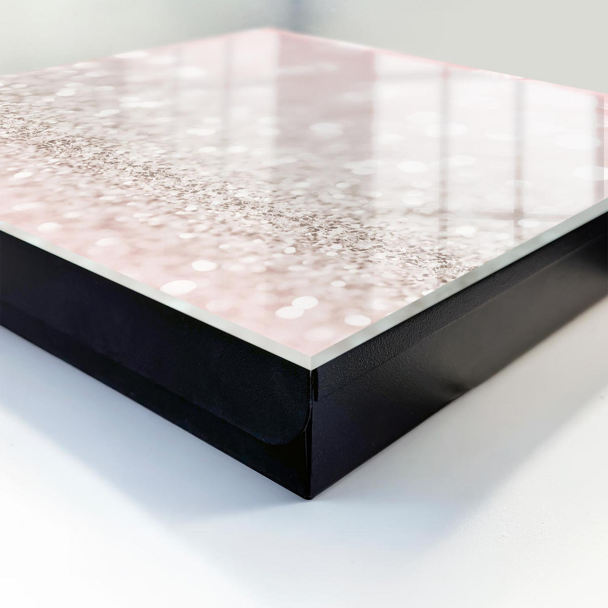 SCHLÜSSELBOX Schwarz 30x30 cm- Türöffnung nach rechts - Romantisches Bokeh-Glänzen - Pink, Metall (30/30/5cm) - TULUP