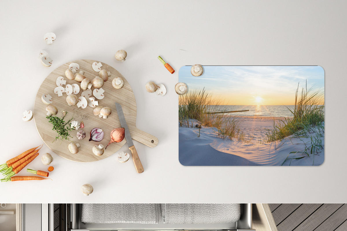 PLATZSETS 6er-Set Strand - Sonne - Düne - Gras - Sand - Horizont 45x30 cm - Sandfarben, Kunststoff (0.3/45/30cm) - MuchoWow