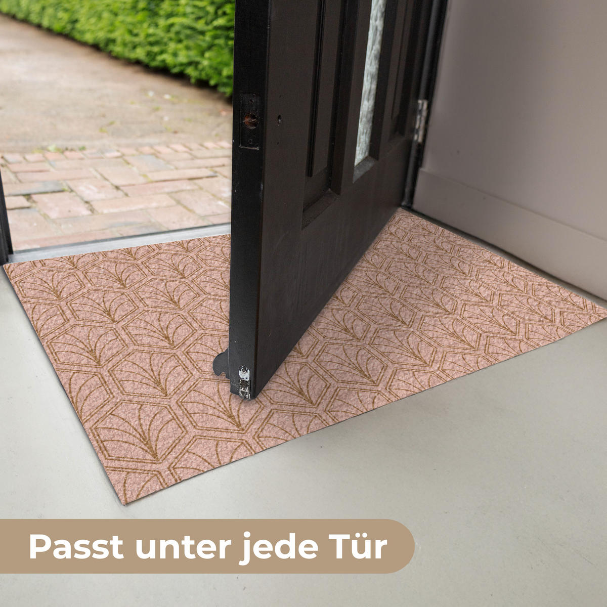 FUSSMATTE Lachsrosa - Muster - Geometrisch 90x60 cm - Altrosa, Kunststoff (90/0.4cm) - MuchoWow