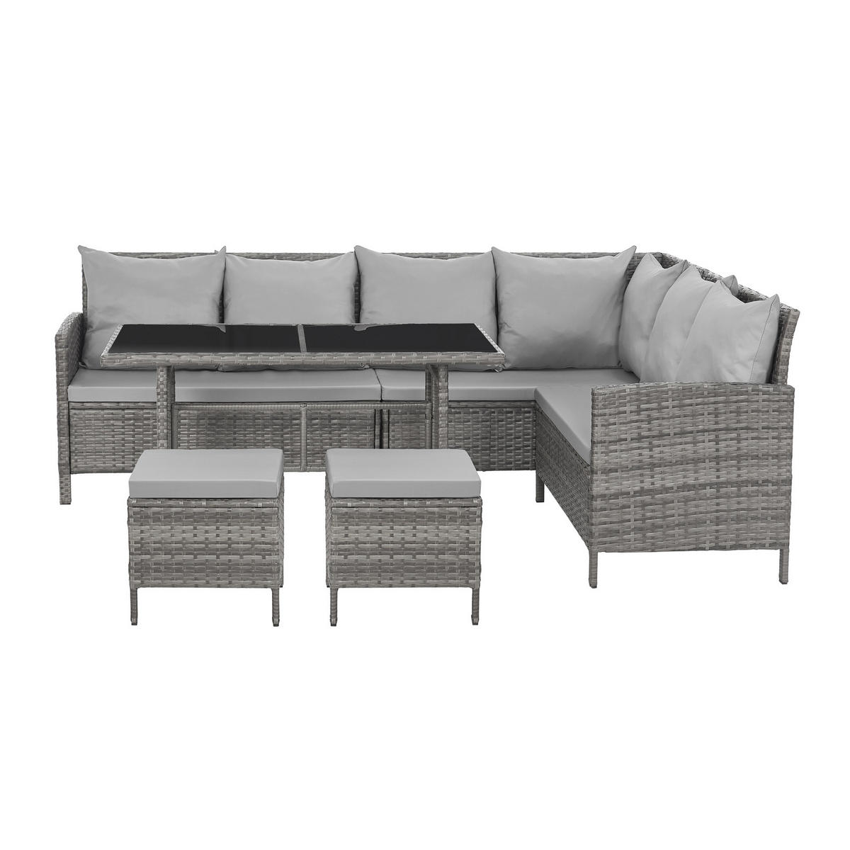 RATTAN-LOUNGE Madison - Grau, Kunststoff - SVITA