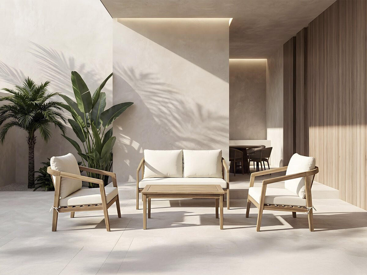 GARTENSITZGRUPPE presley - Beige, Holz - Habitat Garten