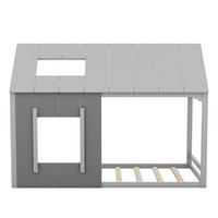 HAUSBETT 90/200 cm in Dunkelgrau und Hellgrau mit Fenster - Grau, Holz (90/200cm) - KOMHTOM