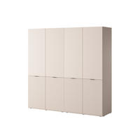 KLEIDERSCHRANK ZEN (Modular, Beige Matt, Rillenfront, 4-türig) - Beige/Schwarz, Holz/Holzwerkstoff (202/200/51cm) - Ravio