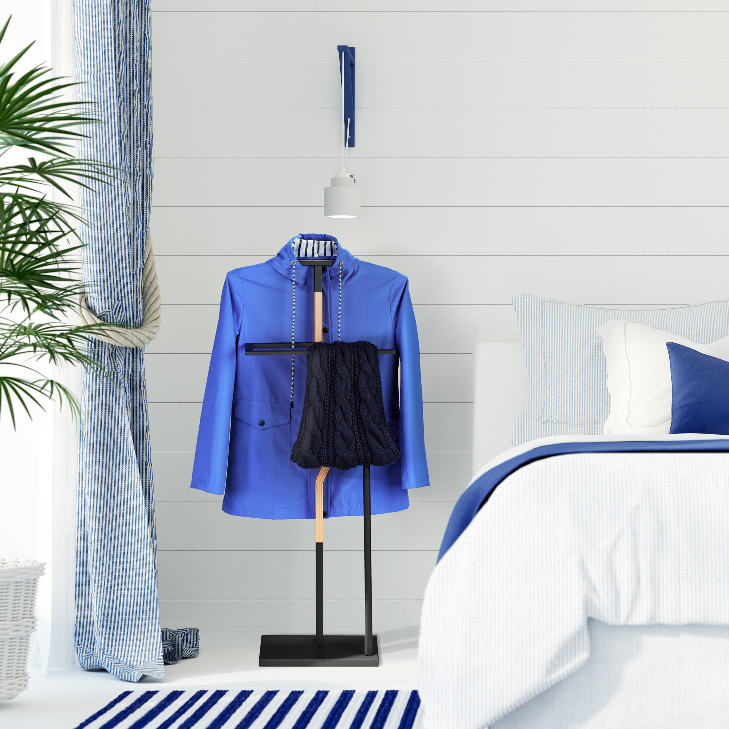 Thumbnail - Relaxdays Herrendiener, Mehrfarbig, Metall, Holzwerkstoff, 48x107x20 cm, Schlafzimmer, Herrendiener