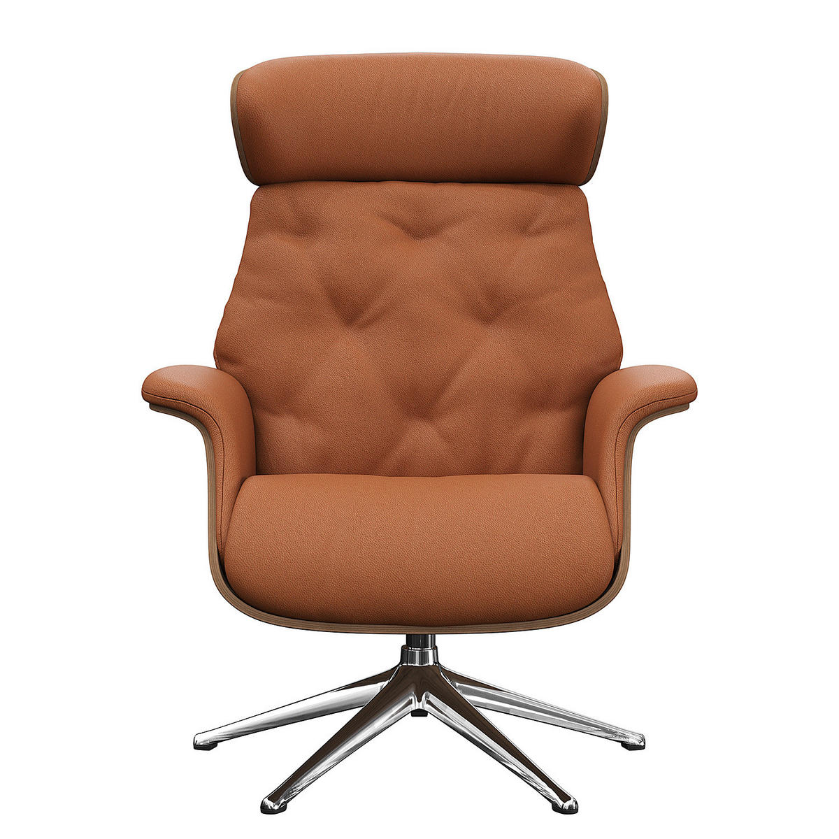 RELAXSESSEL - Echtleder - Kastanienfarben/Chromfarben, Leder/Metall (83/110/83cm) - home24