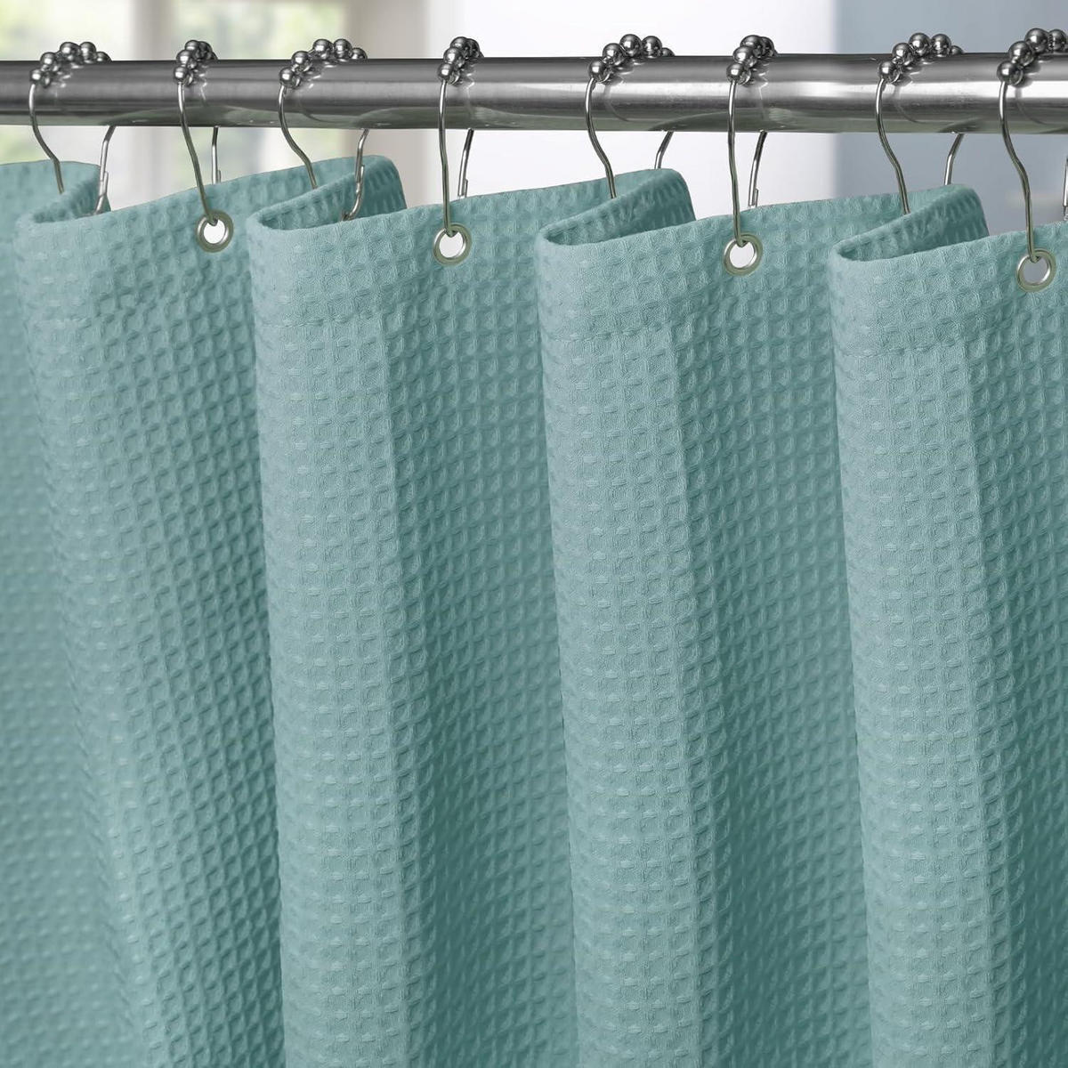 DUSCHVORHANG Waffelstoff Türkis 182 x 198 cm - Türkis, Textil (182/198cm)