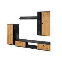 WOHNWAND Formilo Matera, Artisan 294/180/40 cm Hochwertige mit Lamellen - Hellbraun/Grau, Holzwerkstoff/Kunststoff (180/294/40cm) - AX Living
