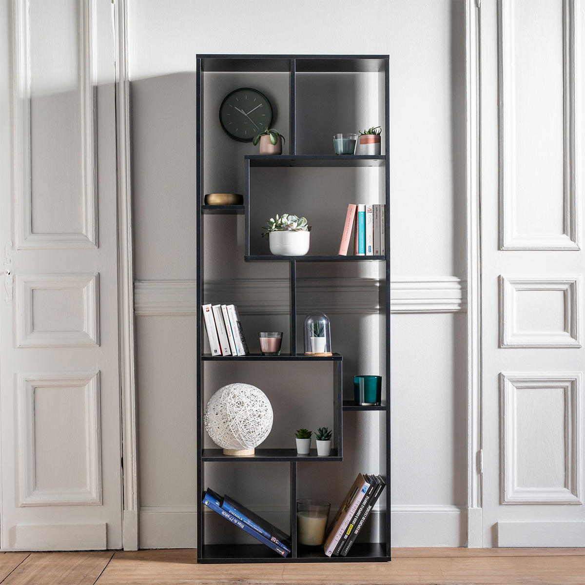 BÜCHERSCHRANK Jane Schwarz - Schwarz, Holzwerkstoff (25/175.3/67cm) - Happy Garden