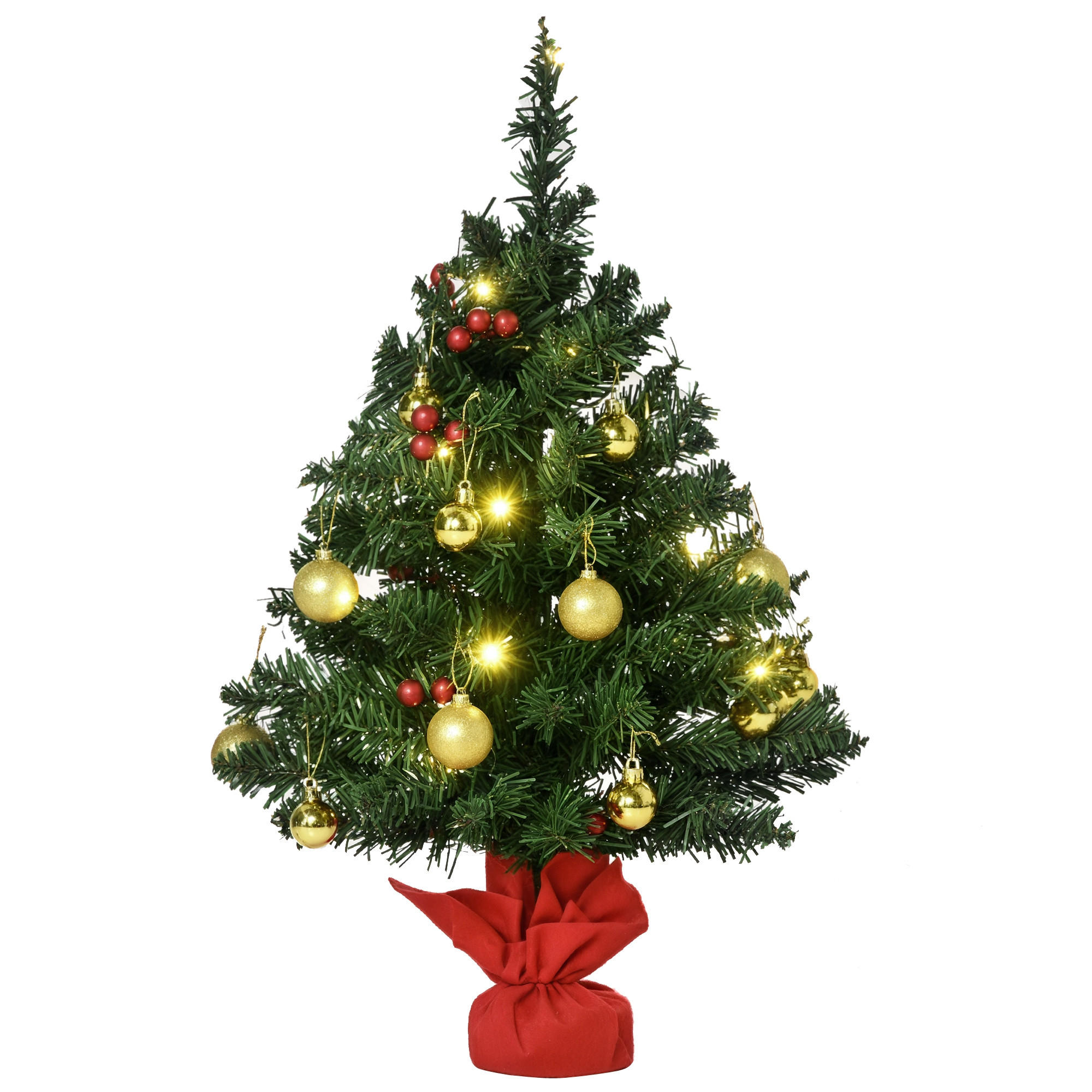 WEIHNACHTSBAUM DE-41614 Mini 60 cm, LED und Kugeln Mehrfarbig - Grün, Kunststoff (60cm) - ComfortXL
