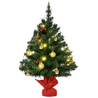 WEIHNACHTSBAUM DE-41614 Mini 60 cm, LED und Kugeln Mehrfarbig - Grün, Kunststoff (60cm) - ComfortXL