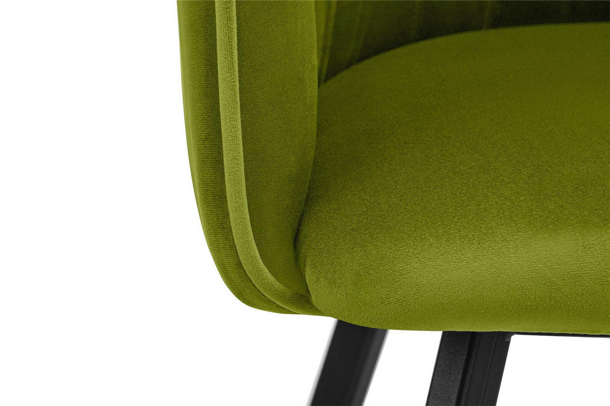 ESSZIMMERSTUHLE PYRUS 2-tlg Velours-Sitz, Oliv/Schwarz - Schwarz/Olivgrün, Textil/Metall (56/84/46cm) - KONSIMO®