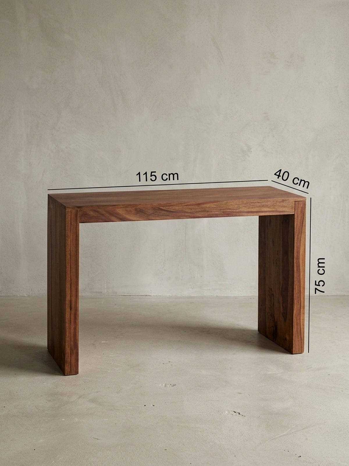 KONSOLENTISCH – Massivholz, platzsparend, Landhausstil, stabiles Gestell - Braun, Holz (40/115/75cm) - KADIMA DESIGN