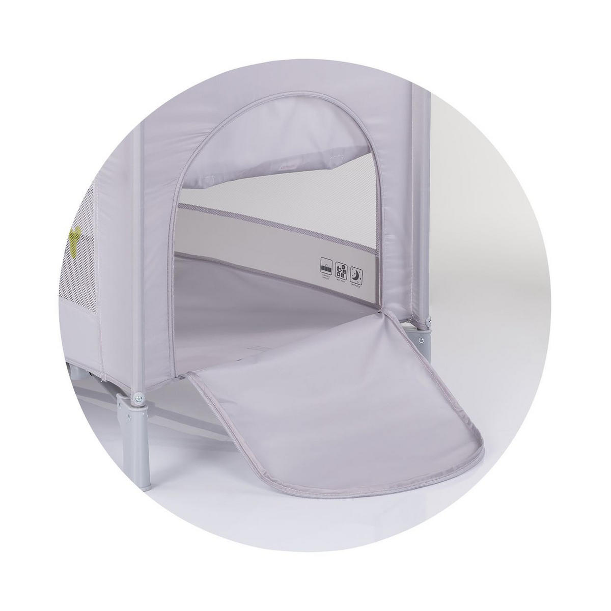 BABYREISEBETT Ariel 2 Ebenen grau/hase Tragetasche, Seiteneingang, Seitentasche, Polyester, Reißverschluss - Grau, Metall (60/120cm) - Chipolino