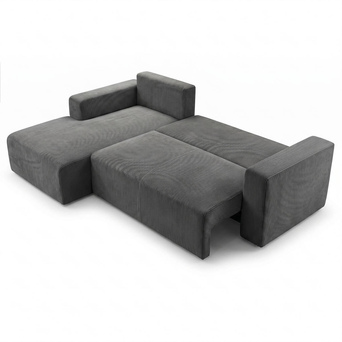ECKSOFA PULA CORD GRAU L - Links - Schwarz/Grau, Kunststoff/Textil (187/279cm) - Luxkor24