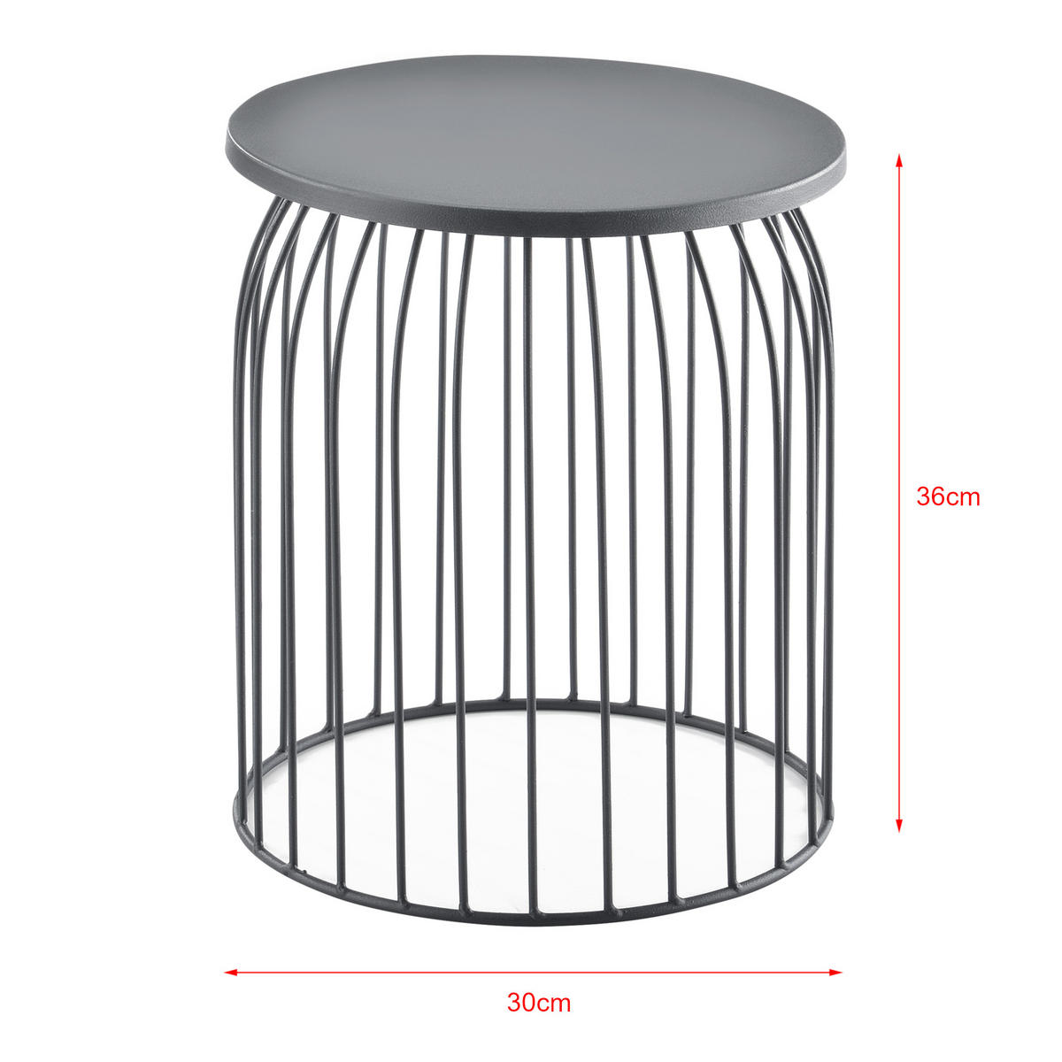BEISTELLTISCH Amherst 3er Set - Grau, Metall (40/40/46cm) - [en.casa]