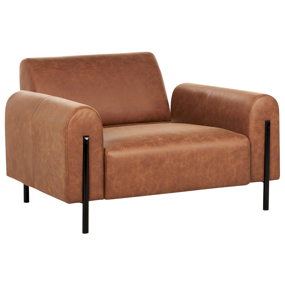 SESSEL Goldbraun Askim - Schwarz/Braun, Textil (123/79/95cm) - Beliani
