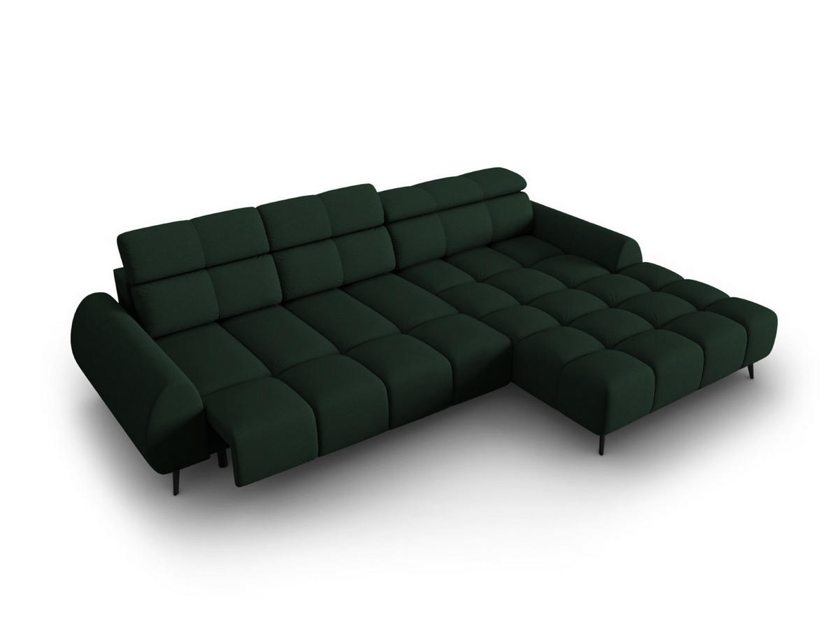 ELEKTRISCHES-ECKSOFA rechts Alyse aus strukturiertem Stoff dunkelgrün 5 Sitzplätze - Dunkelgrün, Textil (188/295cm) - Micadoni