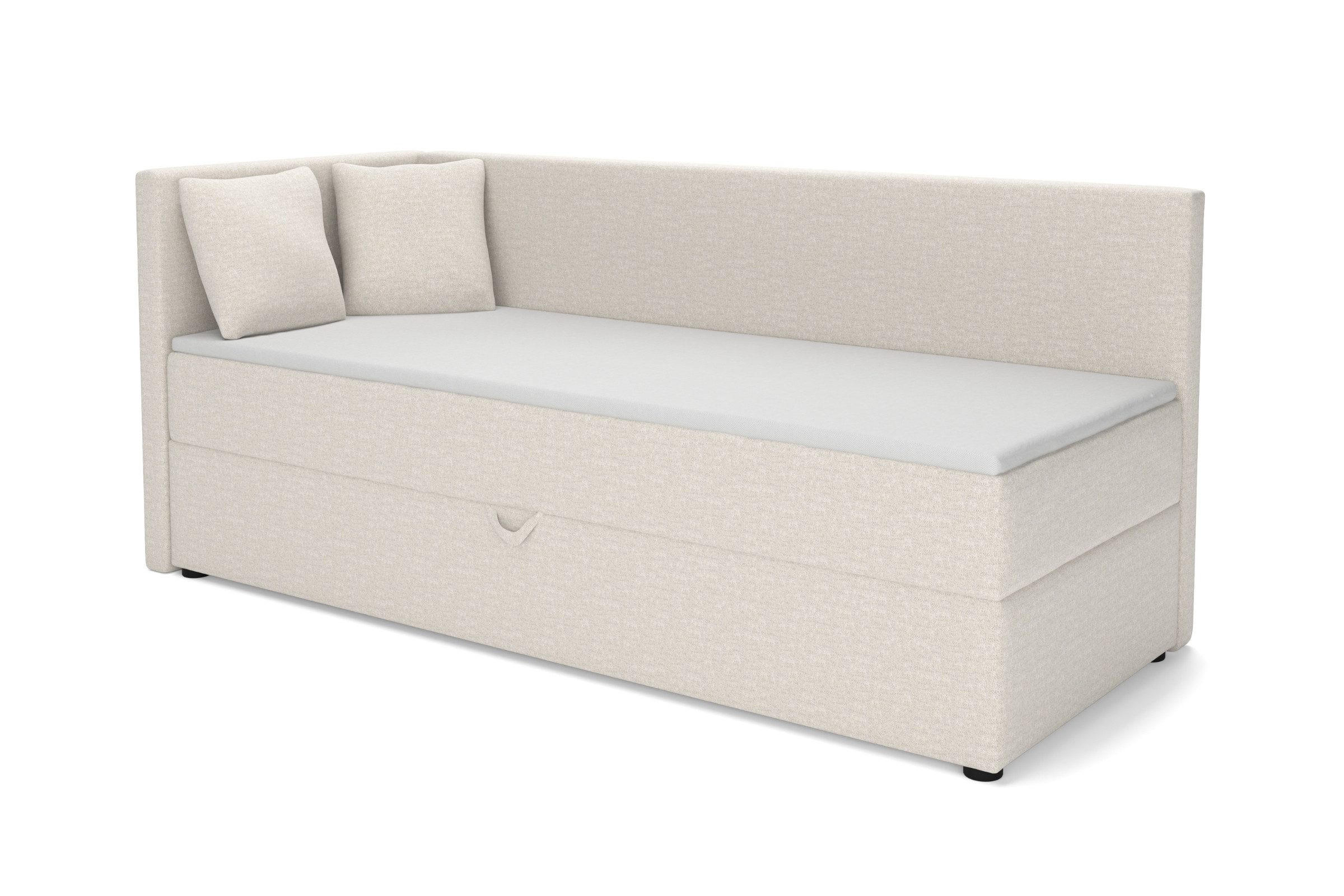 BOXBETT NEVY 100/200 in Stoff Creme H4 links - Creme, Holz/Holzwerkstoff (100/200cm) - Deine Möbel 24
