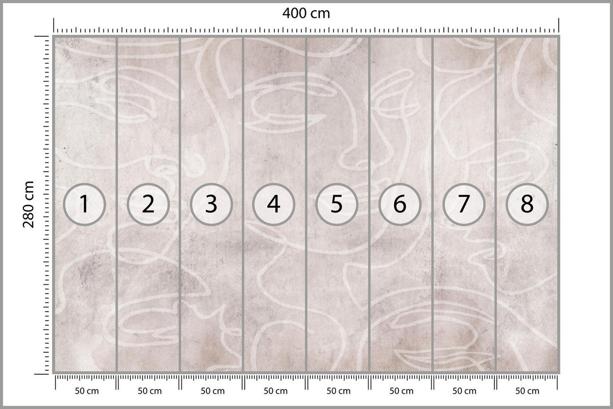 FOTOTAPETE für Schlafzimmer Abstrakte Gesichter Beton Modern Minimalistisch 400x280 - Beige/Braun, Papier (400/280cm) - Muralo