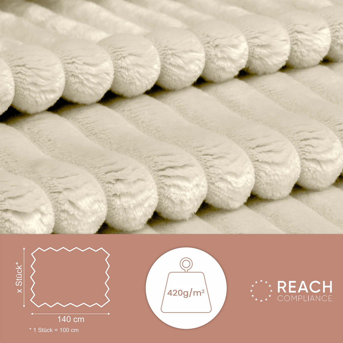 CORDSTOFF Tilia Cremefarben – Breitcord 2,5 cm, 420 g/m², 140 cm breit, extraweich & robust, OEKO-TEX zertifiziert - Creme, Textil (140/100cm) - Dreamroots