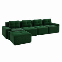 SOFA modular 4-Sitzer mit Chaiselongue Cord Grün - Grün, Kunststoff (177/382cm) - Meubliv