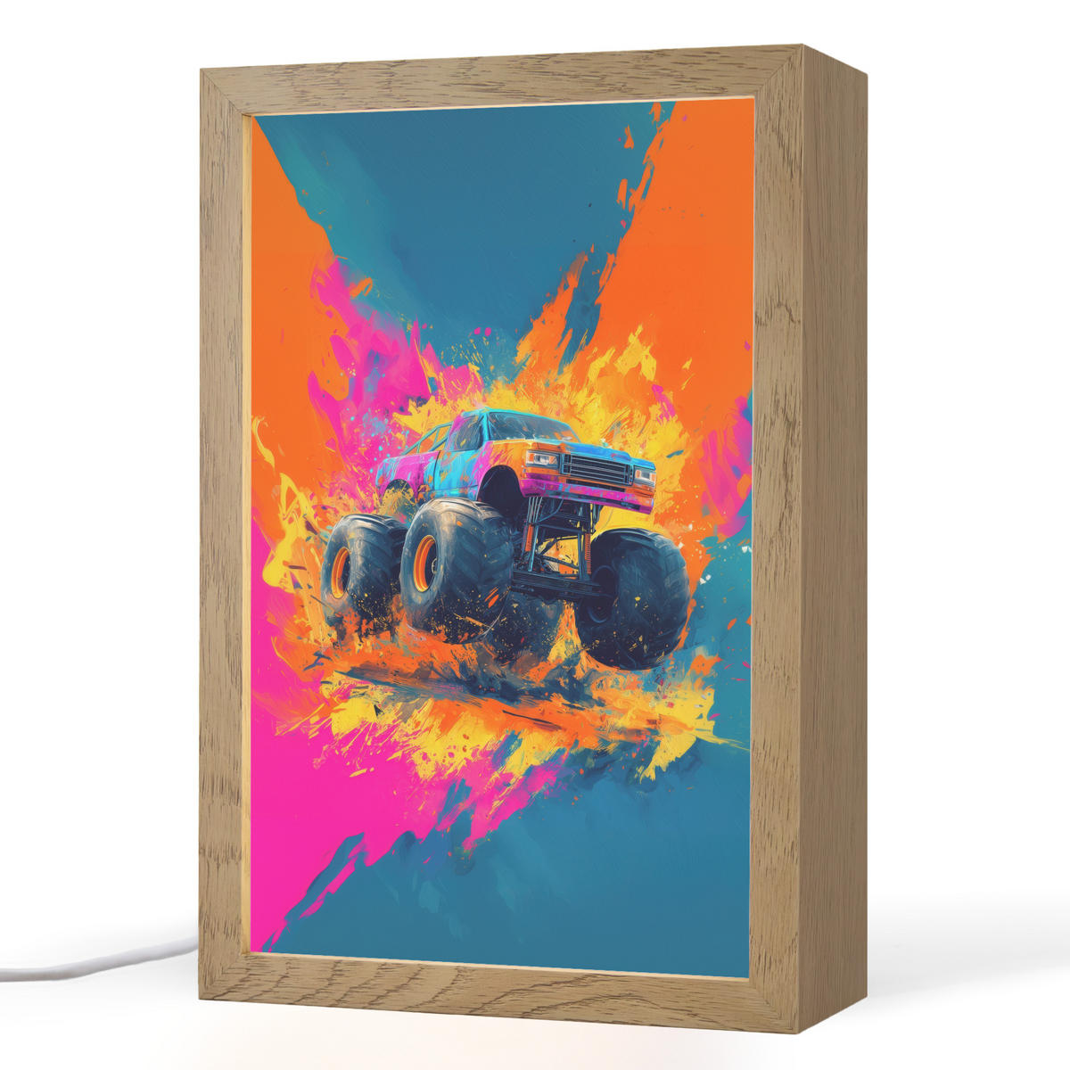 NACHTTISCHLAMPE Monstertruck - Abstrakt - Farbspritzer - Farbenfroh 20x30 cm - Pink, Holzwerkstoff (8/20/30cm)