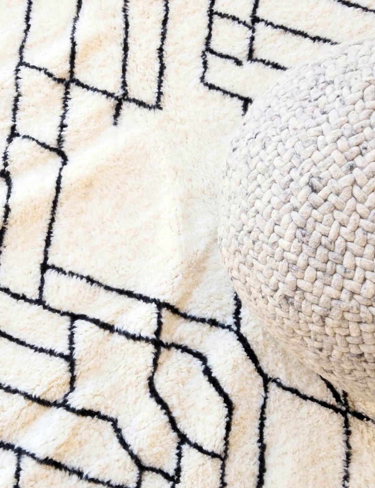 BERBERTEPPICH aus Marokko abstrakt aus Wolle 140x 200 cm - Beige, Naturmaterialien (140/200cm) - AFK Living