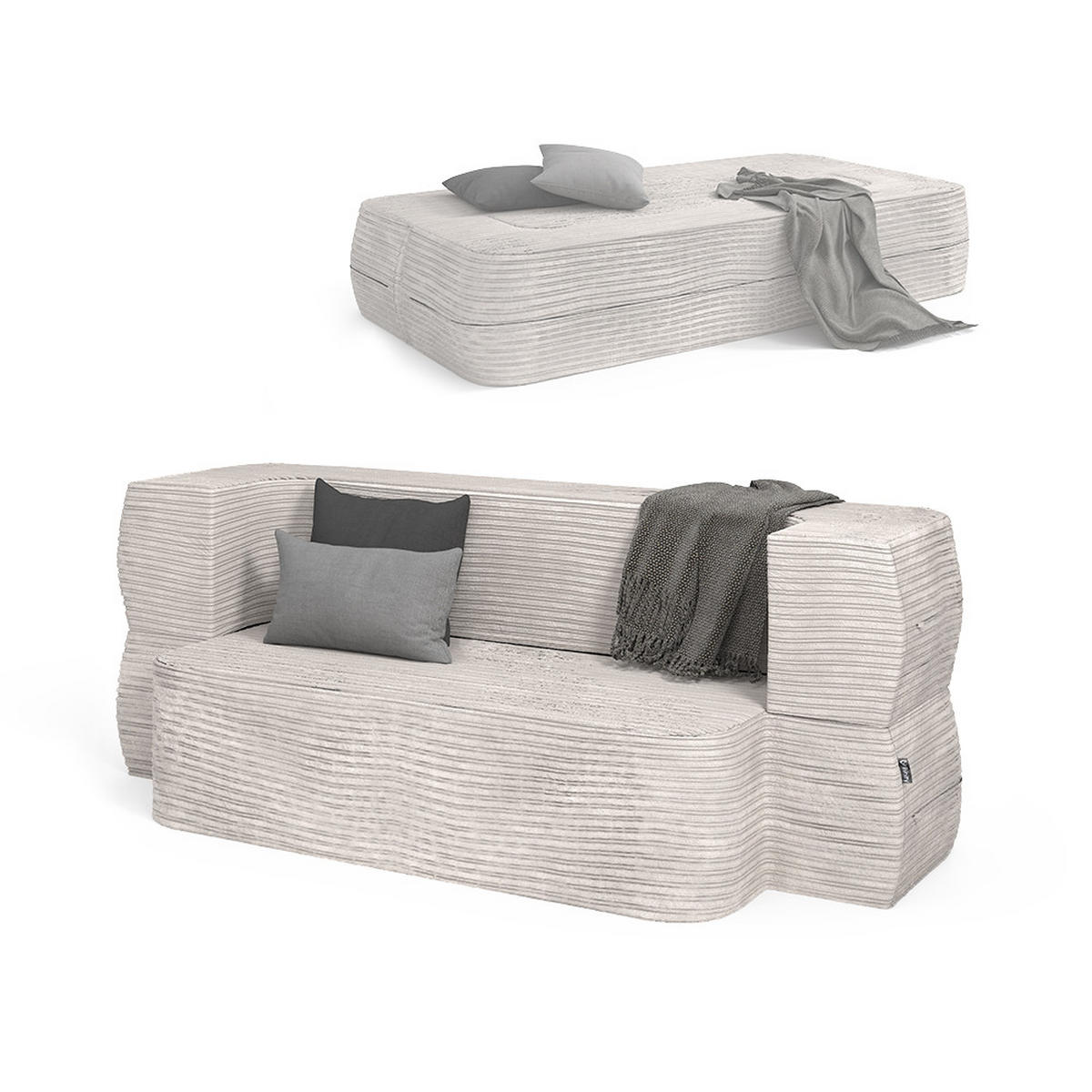 SOFA Lille Beige 190 cm mit Schlaffunktion - Beige, Textil (190/70/73cm) - VitaliSpa