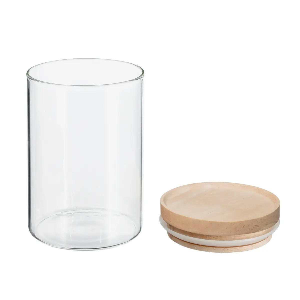 VORRATSGLAS mit Holzdeckel 600 ml 10/10/14 cm - Transparent, Glas (0.6L) - Secret de Gourmet