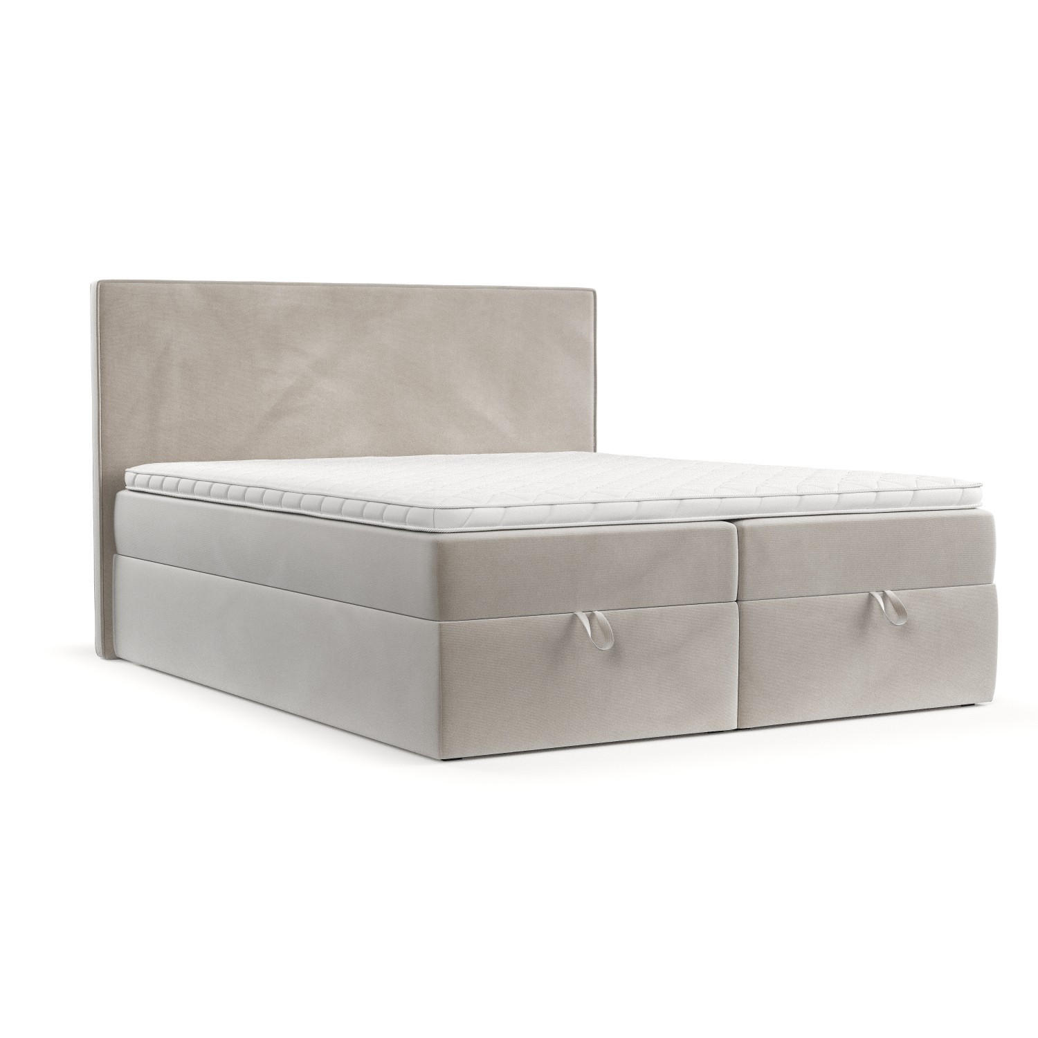 BOXBETT Velma 180/200 cm Hellbeige im Paros Stoff - Beige/Schwarz, Holz/Holzwerkstoff (180/200cm) - AltaBeds