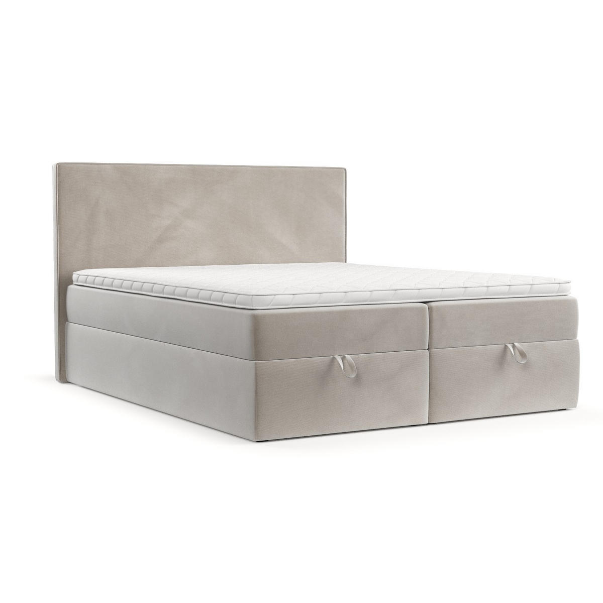 BOXBETT Velma 180/200 cm Hellbeige im Paros Stoff - Beige/Schwarz, Holz/Holzwerkstoff (180/200cm) - AltaBeds