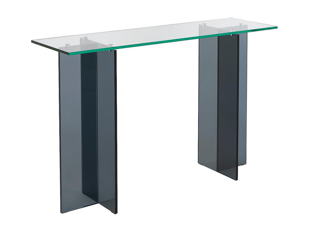 KONSOLENTISCH - 120 cm x 35 cm - Glas - Transparent, Anthrazitgrau - BYLENA - Transparent/Anthrazit, Glas (35/120/75cm) - Vente-Unique