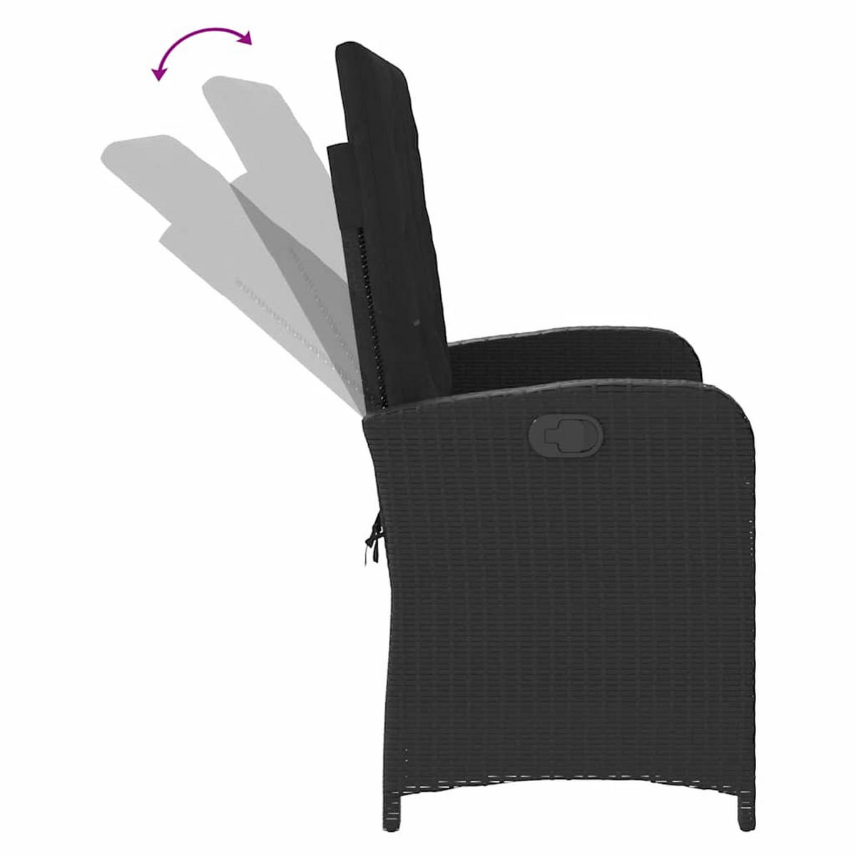 GARTENBANK Verstellbar Mit Kissen Schwarz Poly Rattan - Schwarz, Kunststoff (105/93/59cm) - vidaXL