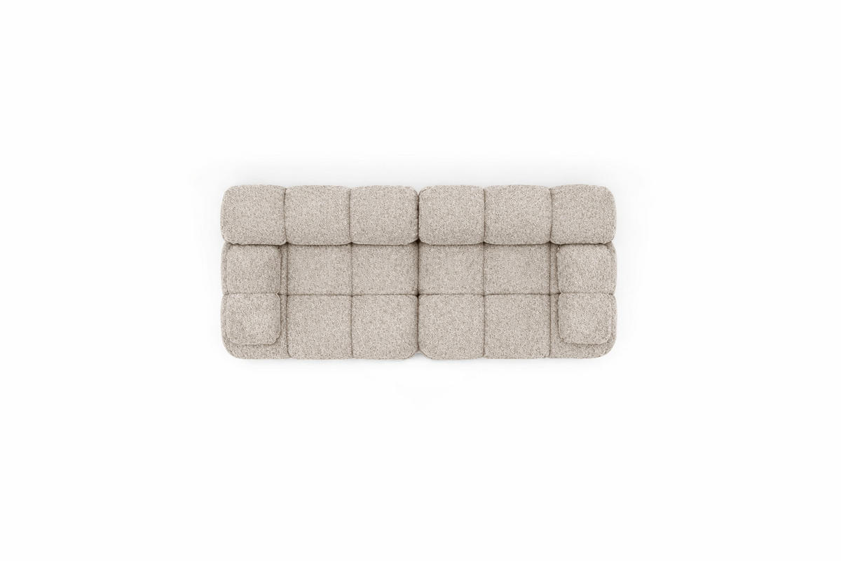 COUCH, 2-Sitzer Modular, Bouclé-Stoff Abriamo, Beige, Selia - Beige, Holz (190/70/95cm) - Kaiser Möbel