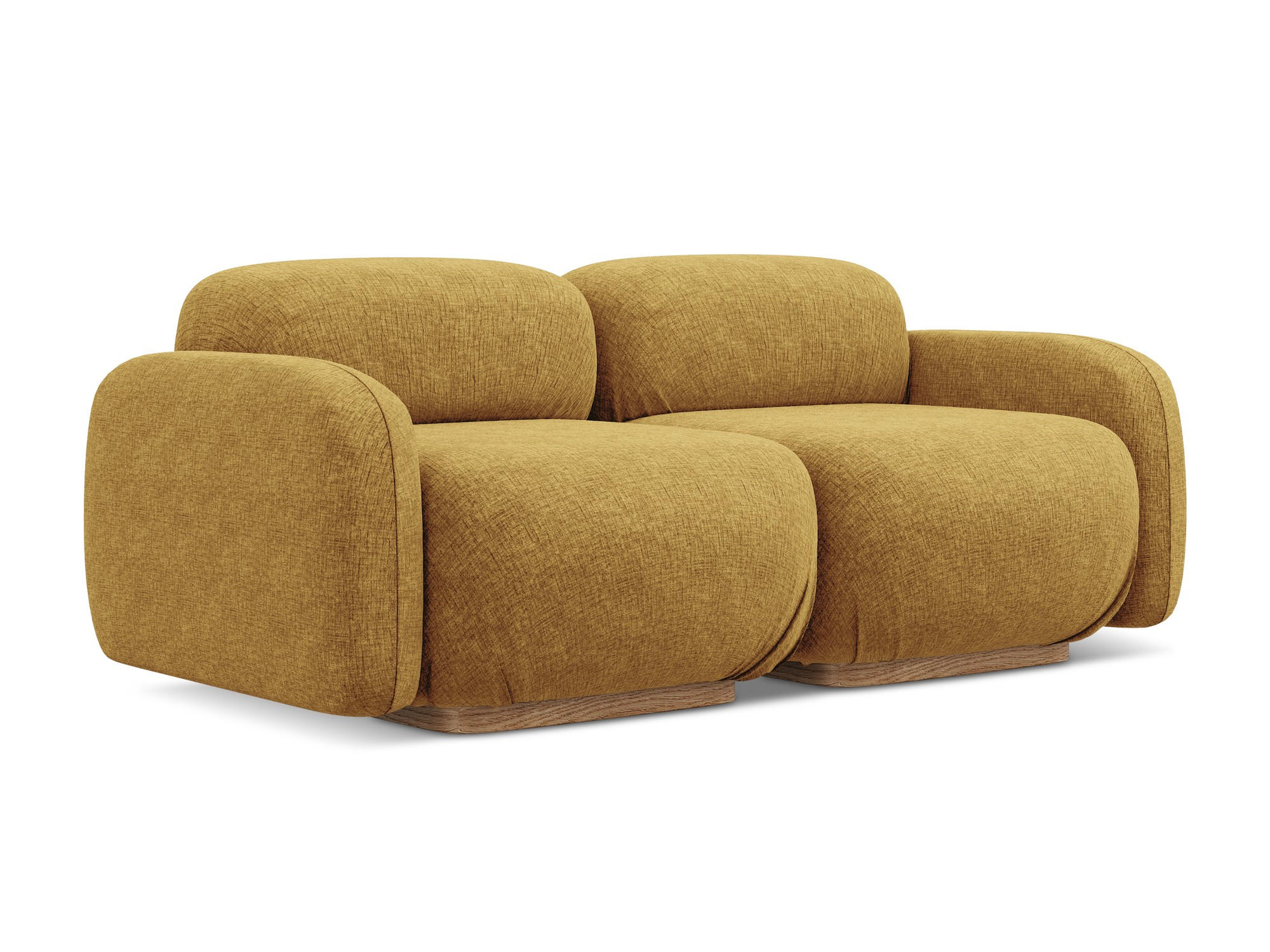 3-SITZER SOFA Chenille Stoff Gelb - Currygelb/Gelb, Holz/Textil (190/73/95cm) - Makamii
